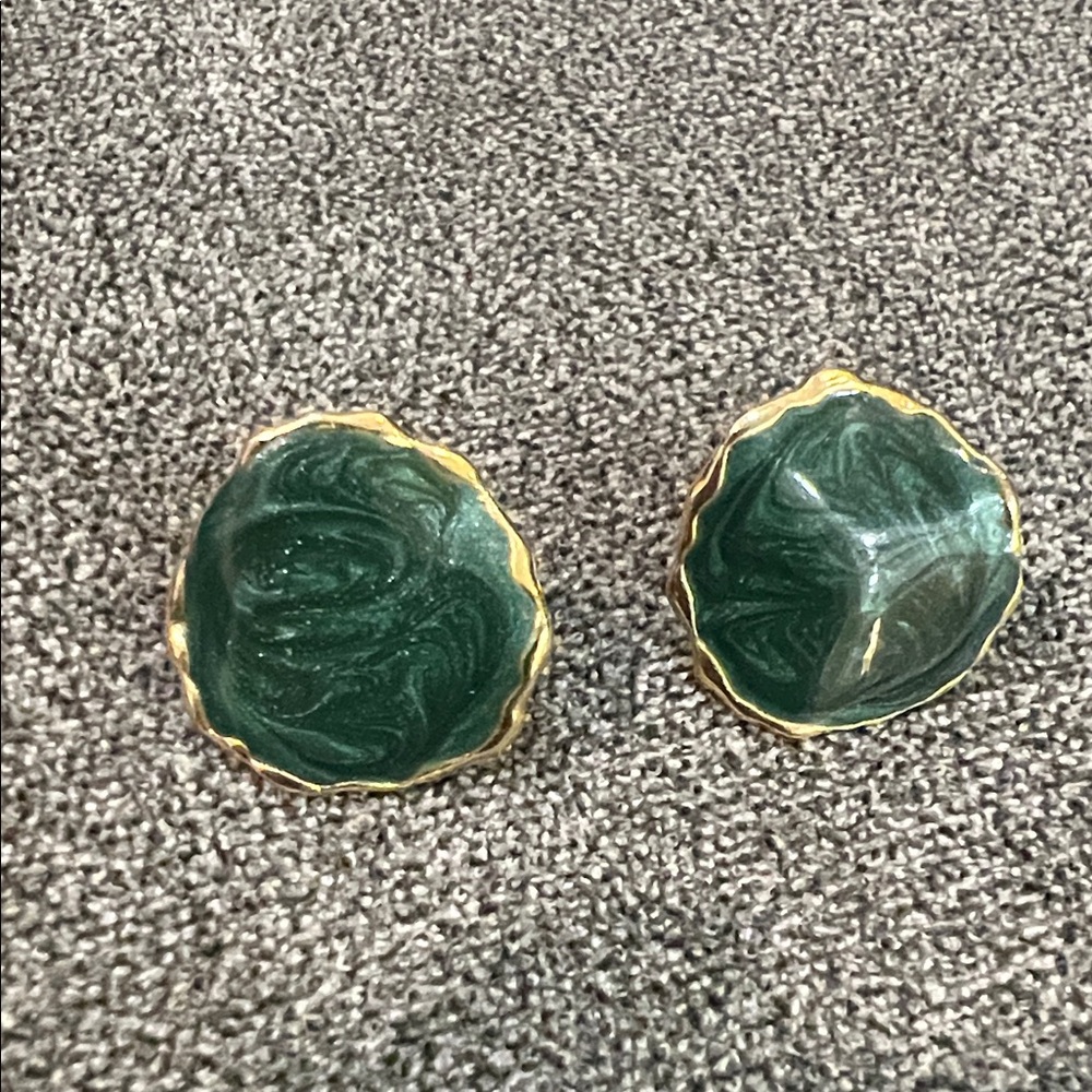 Green and Gold Earrings